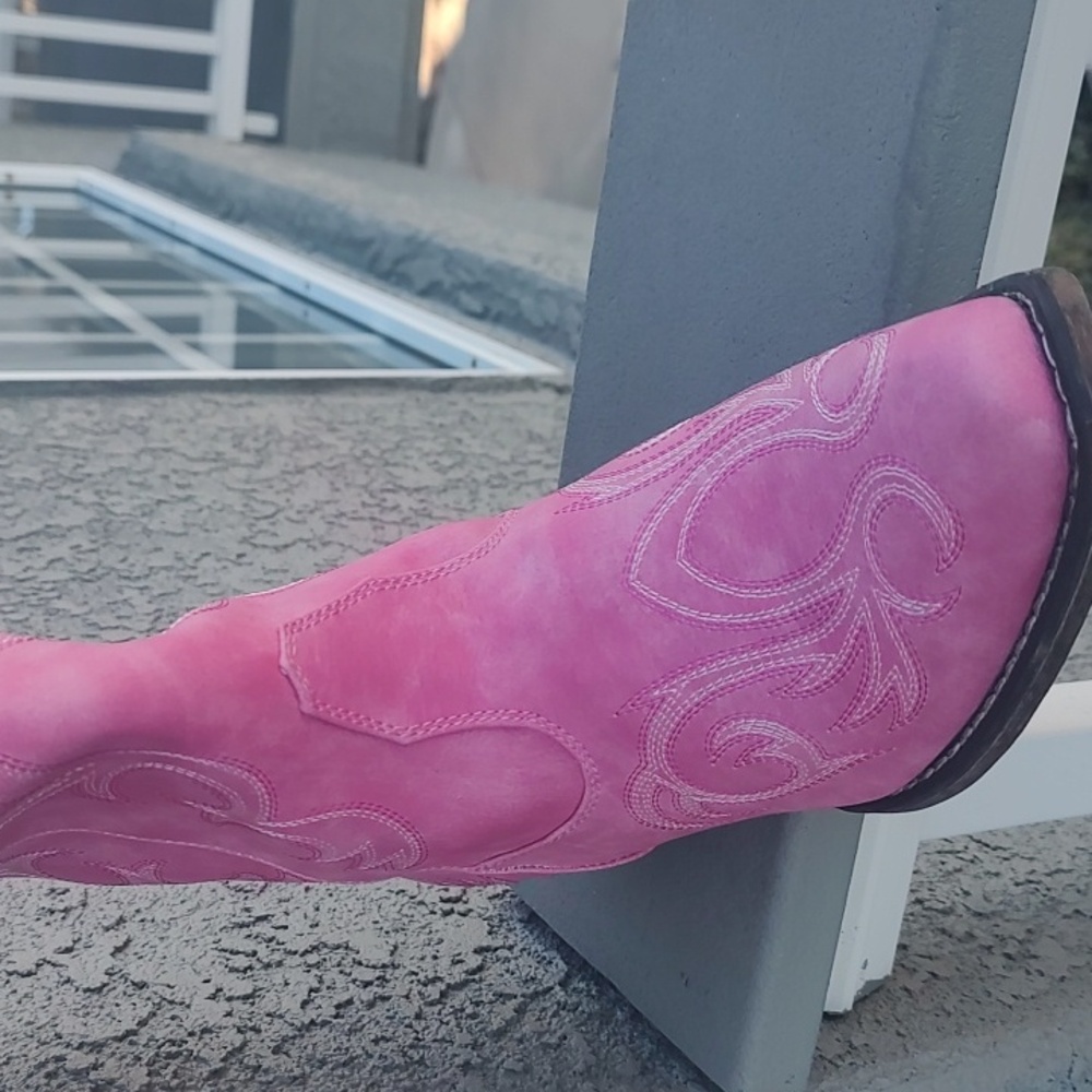 Roper Bright Pink Heeled Boots - Picture 3 of 6